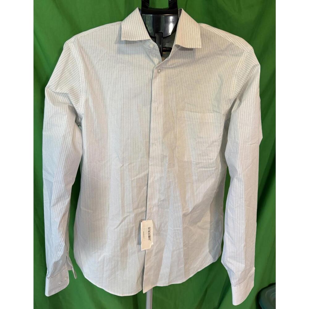 Calvin Klein Button Down Dress Shirt Slim Fit Stretch Wrinkle Free Size 15 1/2 M